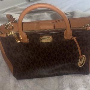 Michael Kors Signature Brown and Tan Satchel